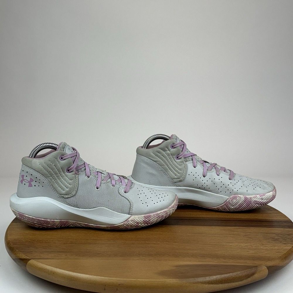 Big Kids Under Armour Jet '21 Grey Pacific Purple Basketball Sneakers Size 6 Y‎